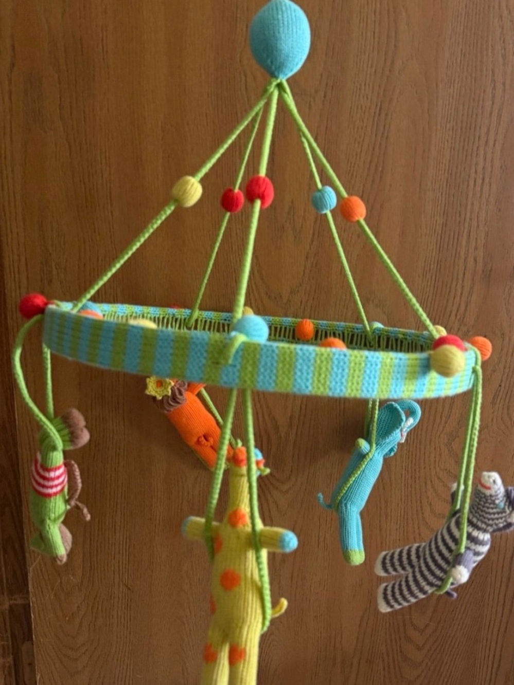 RARE Blabla Kids Handknit Peru Crib Nursery Jungle Circus Zoo Animal Mobile Art